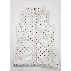 Burton Dry Ride Women's Cream Polka Dot Confetti Puffer Snowboard Zip Vest Sz XS